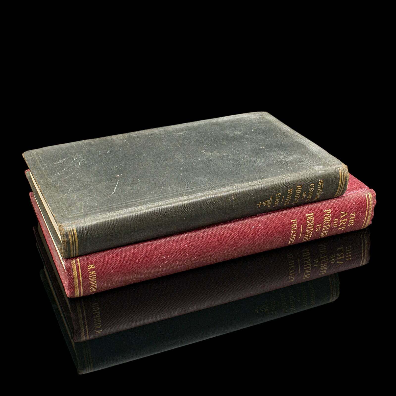 Set Of 2 Dentistry Books, English Language, Bound Medical Reference, Victorian photo furniture