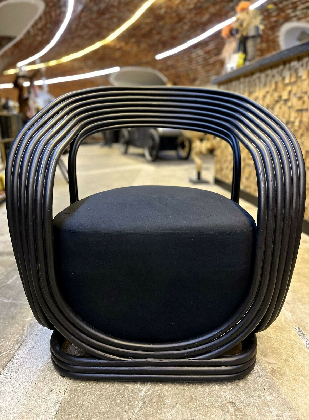 Contemporary Modern Black Bamboo Bentwood Armchair, Idn 2023 photo for sale