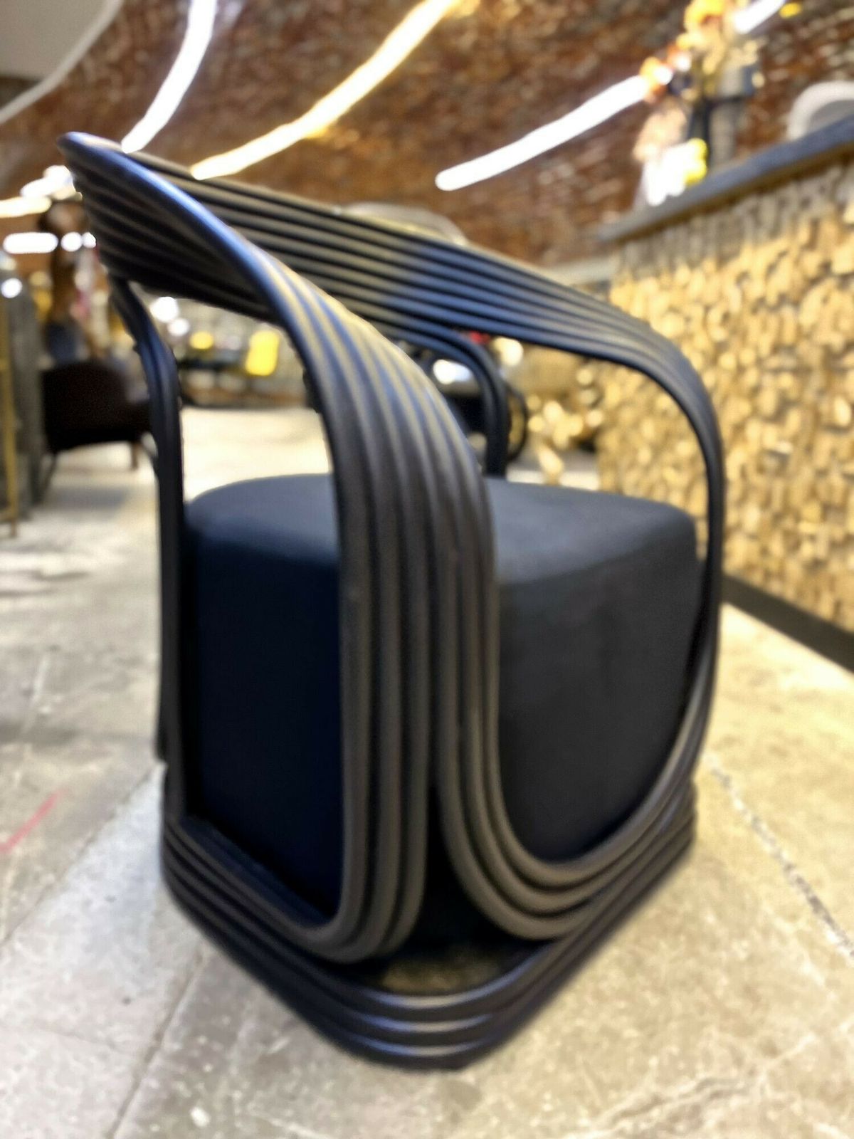 2500.0 Contemporary Modern Black Bamboo Bentwood Armchair, Idn 2023 photo