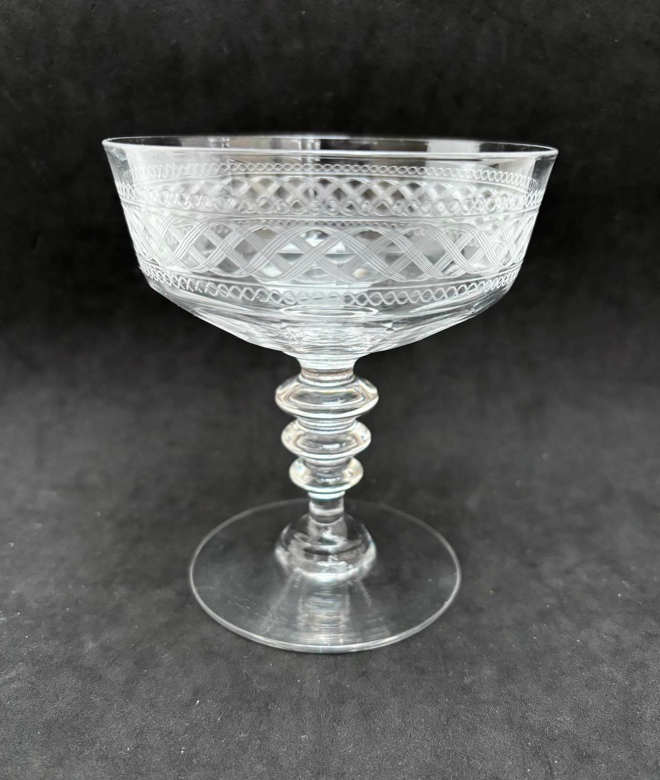 Champagne Coupe Antique Crystal Cut 1 Coupe 1860s French Stem Bar Cart Decor Wedding Bartender Cocktail Glasses Gift Toast Wedding photo for sale
