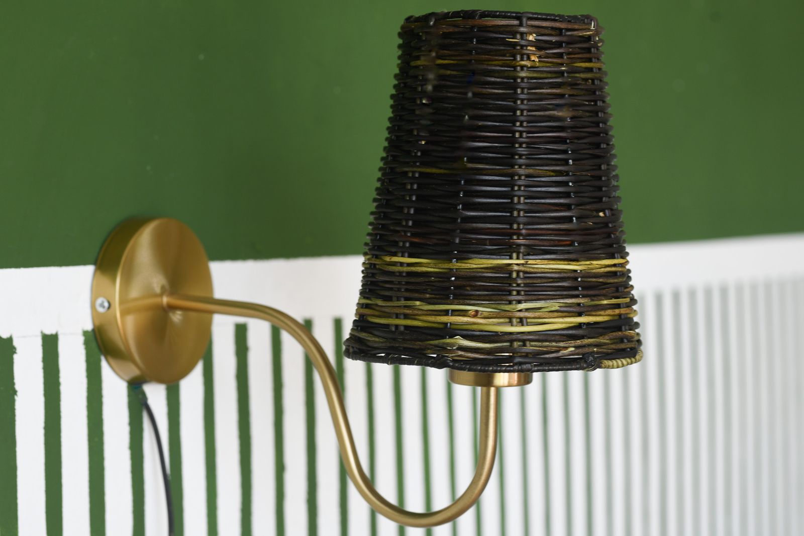 Natural Black Nito Wicker Wall Sconce Lamp photo Lighting