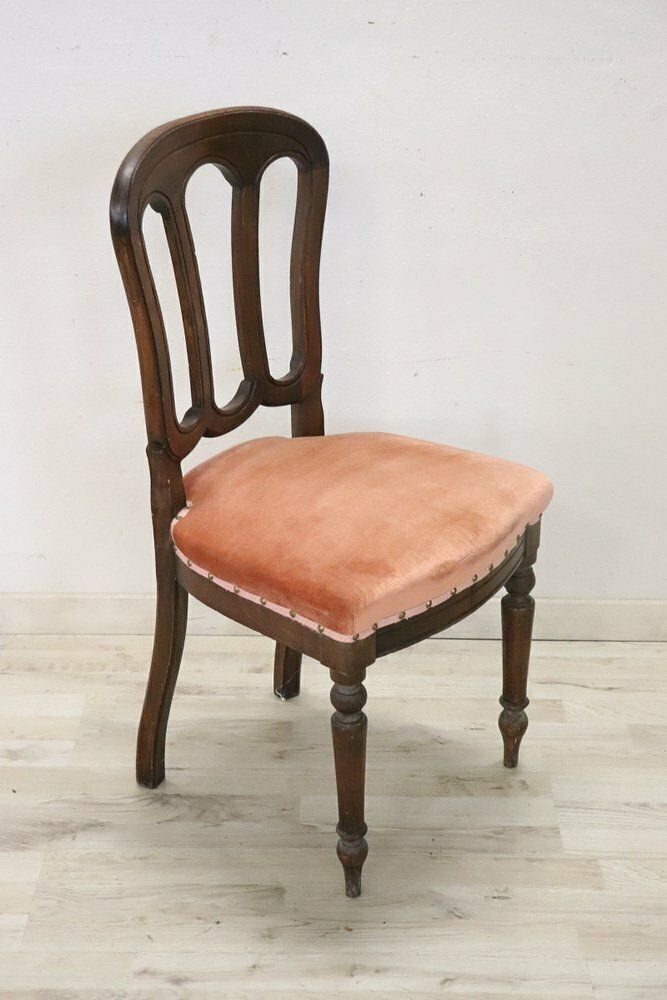 19th Century Chair In Beech Wood With Velvet Seat photo vinterior