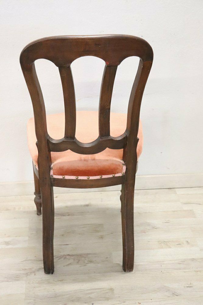 19th Century Chair In Beech Wood With Velvet Seat photo vintage