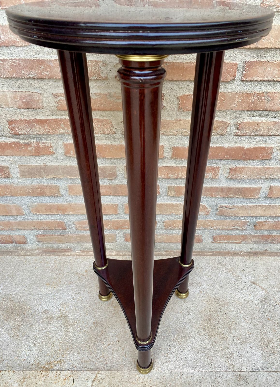 French Style Round Wood Pedestal Table Plant Stand photo furniture