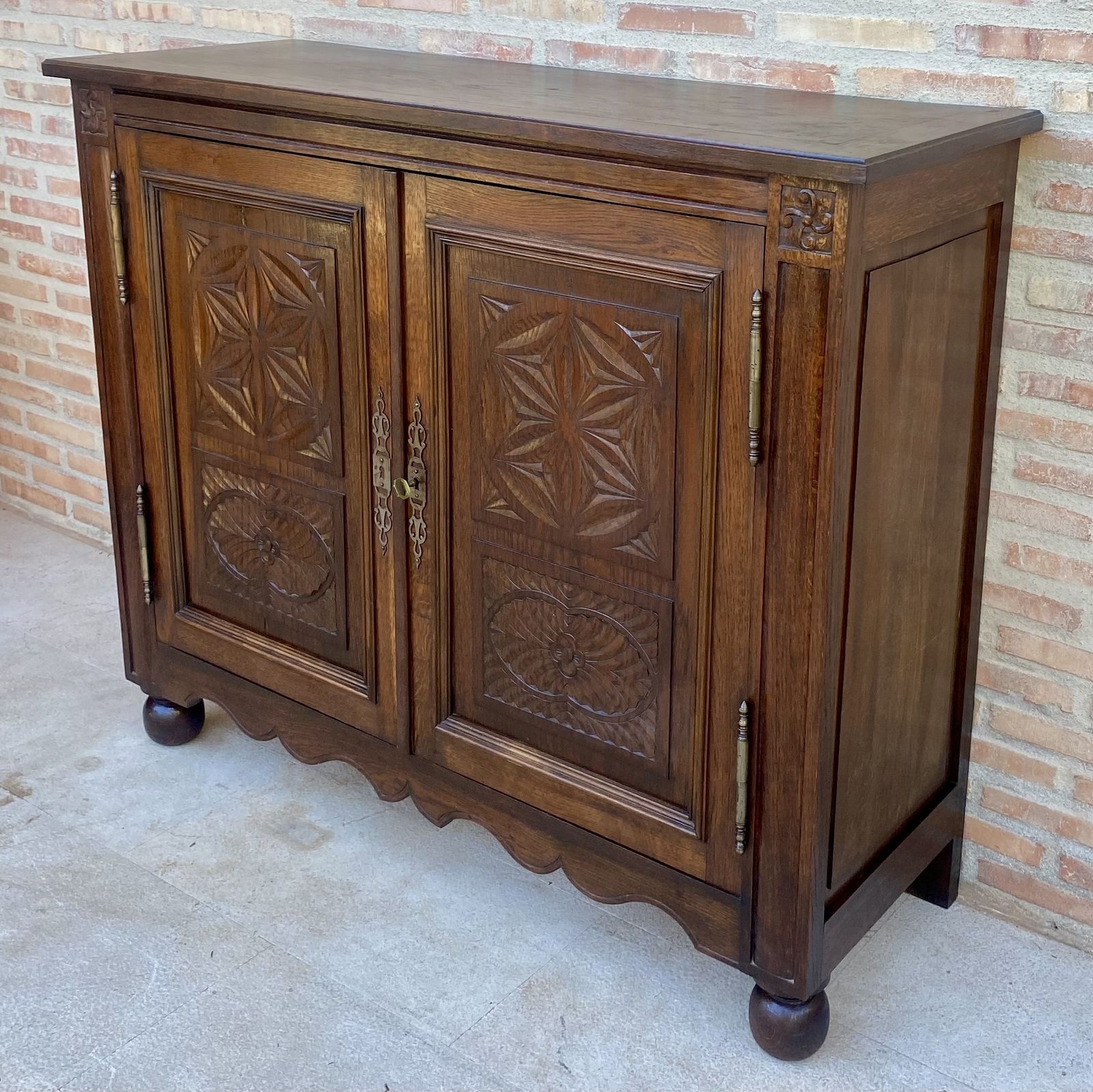 19th French Walnut Two Door Buffet Cabinet With Round Legs photo furniture