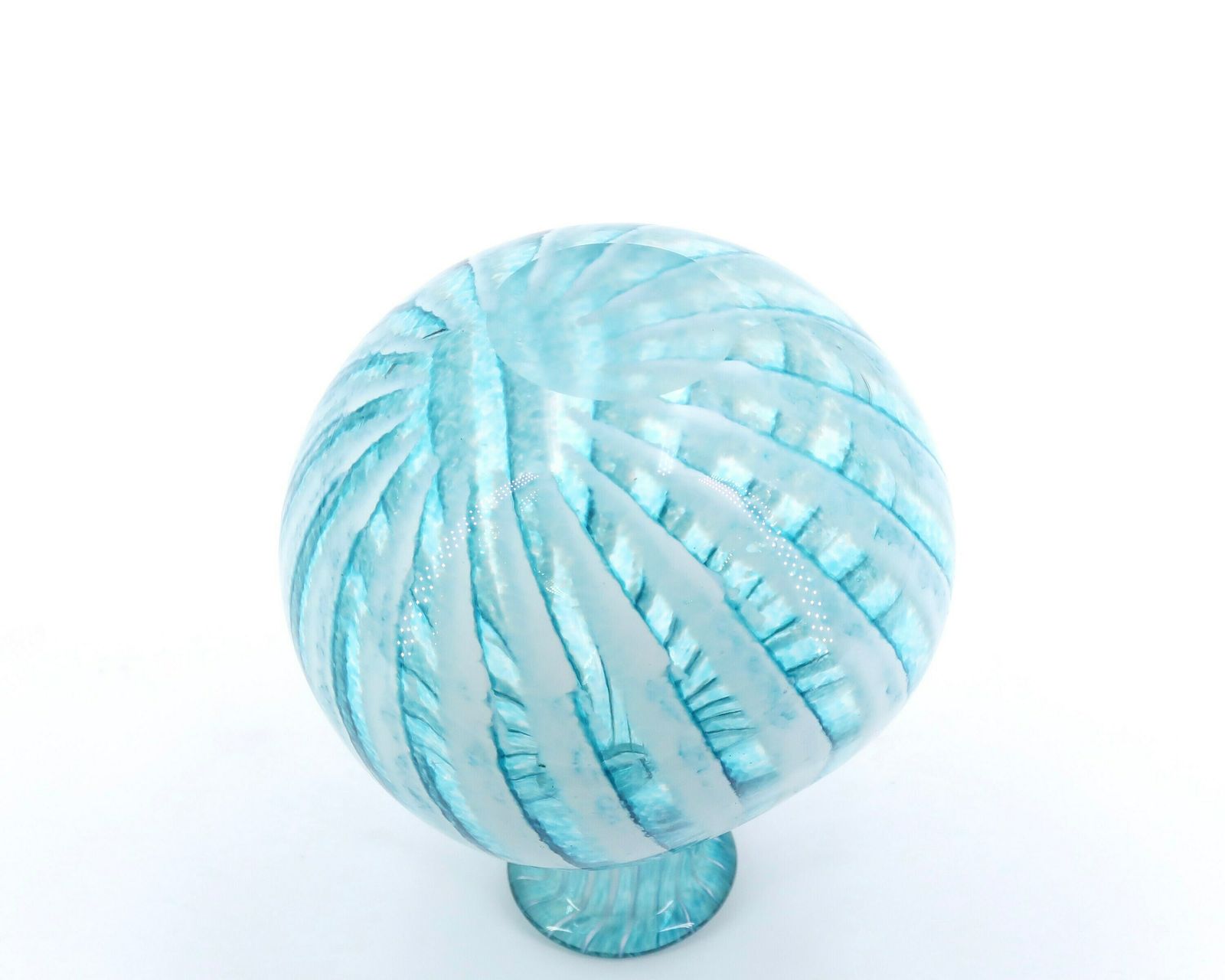 Phoenician Malta Pale Blue Striped Glass Vase, 1990s photo vinterior
