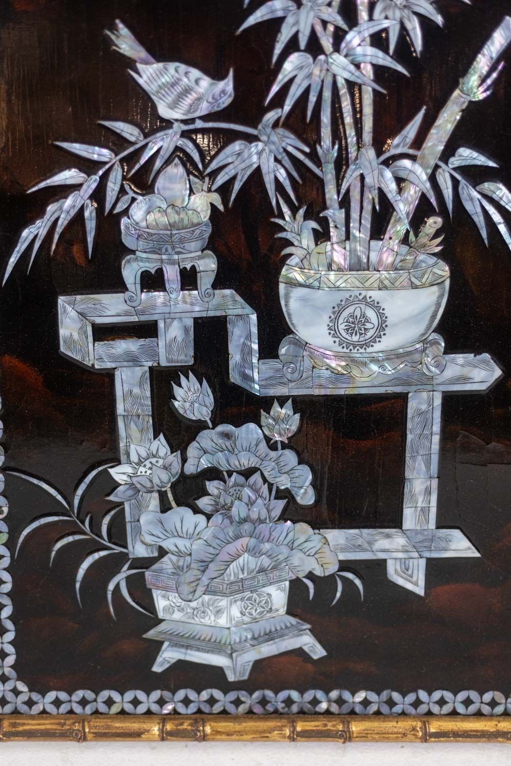 Art Set Of Four Asian Style Lacquer Panels. 1950s. photo