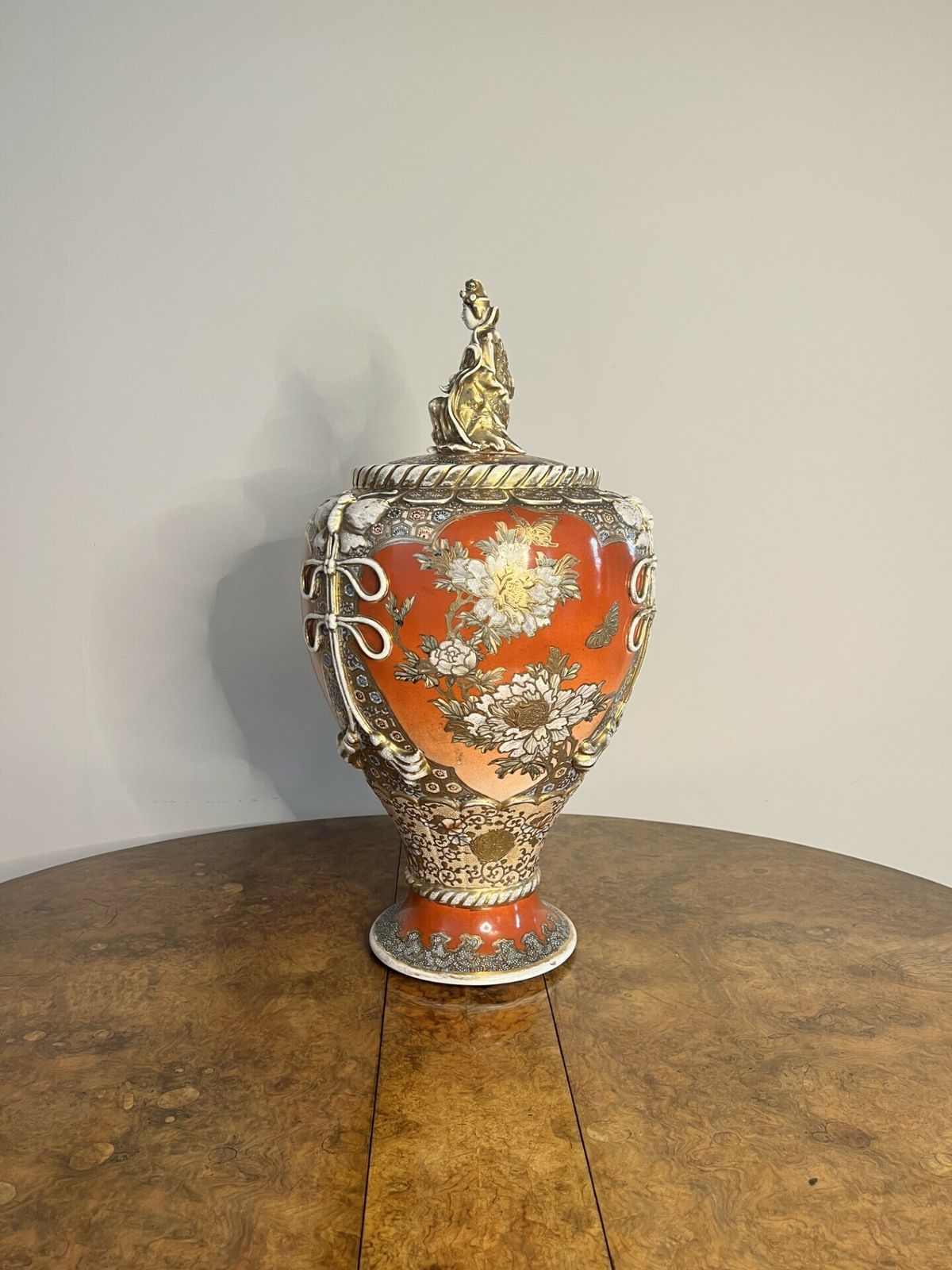 Quality Large Antique Japanese Satsuma Lidded Vase photo Home Decor