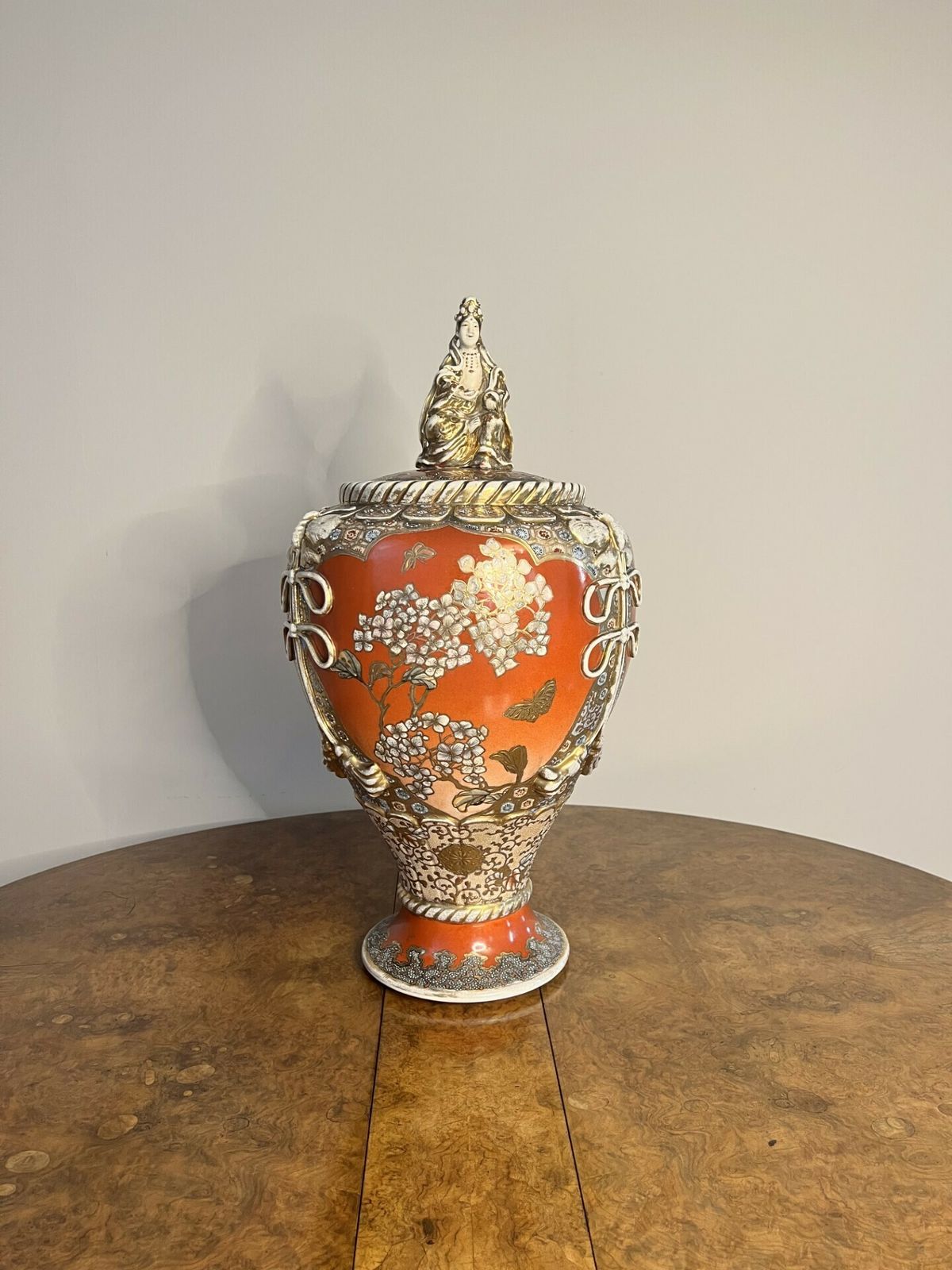 Quality Large Antique Japanese Satsuma Lidded Vase photo 625.0