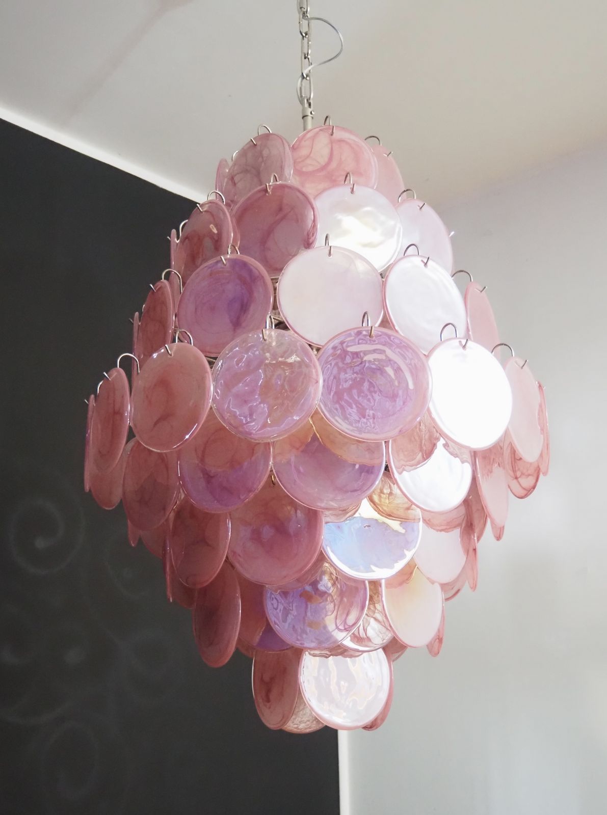 photo buy Huge Vintage Italian Murano Chandelier   87 Pink Alabaster Disks