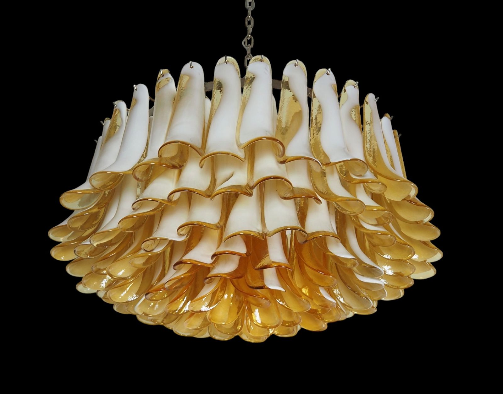 Large Murano Glass Chandelier  101 Caramel Lattimo Glass Petal photo furniture