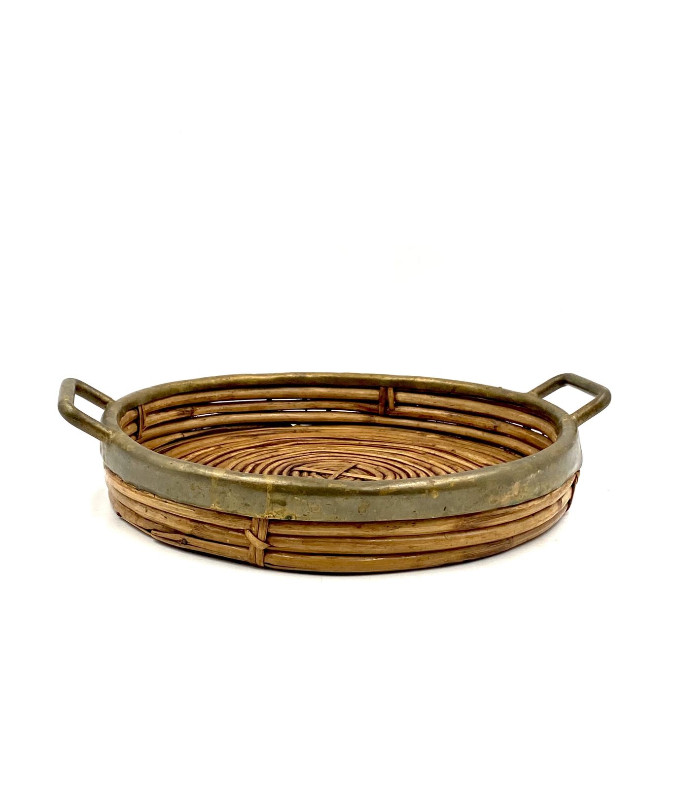Hollywood Regency Brass And Wicker Vide Poche, Italy Ca. 1970 photo buy