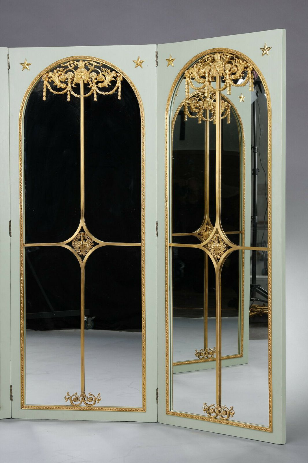Mirror Screen In Lacquered Wood With Gilt Bronze Frame photo for sale