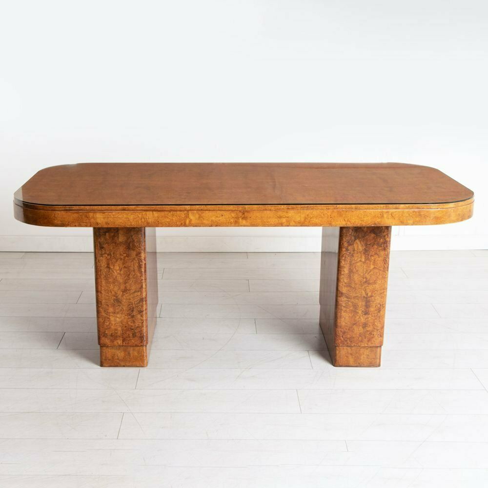 Art Deco Burr Walnut Dining Table & Six Chairs, British C.1930 photo furniture