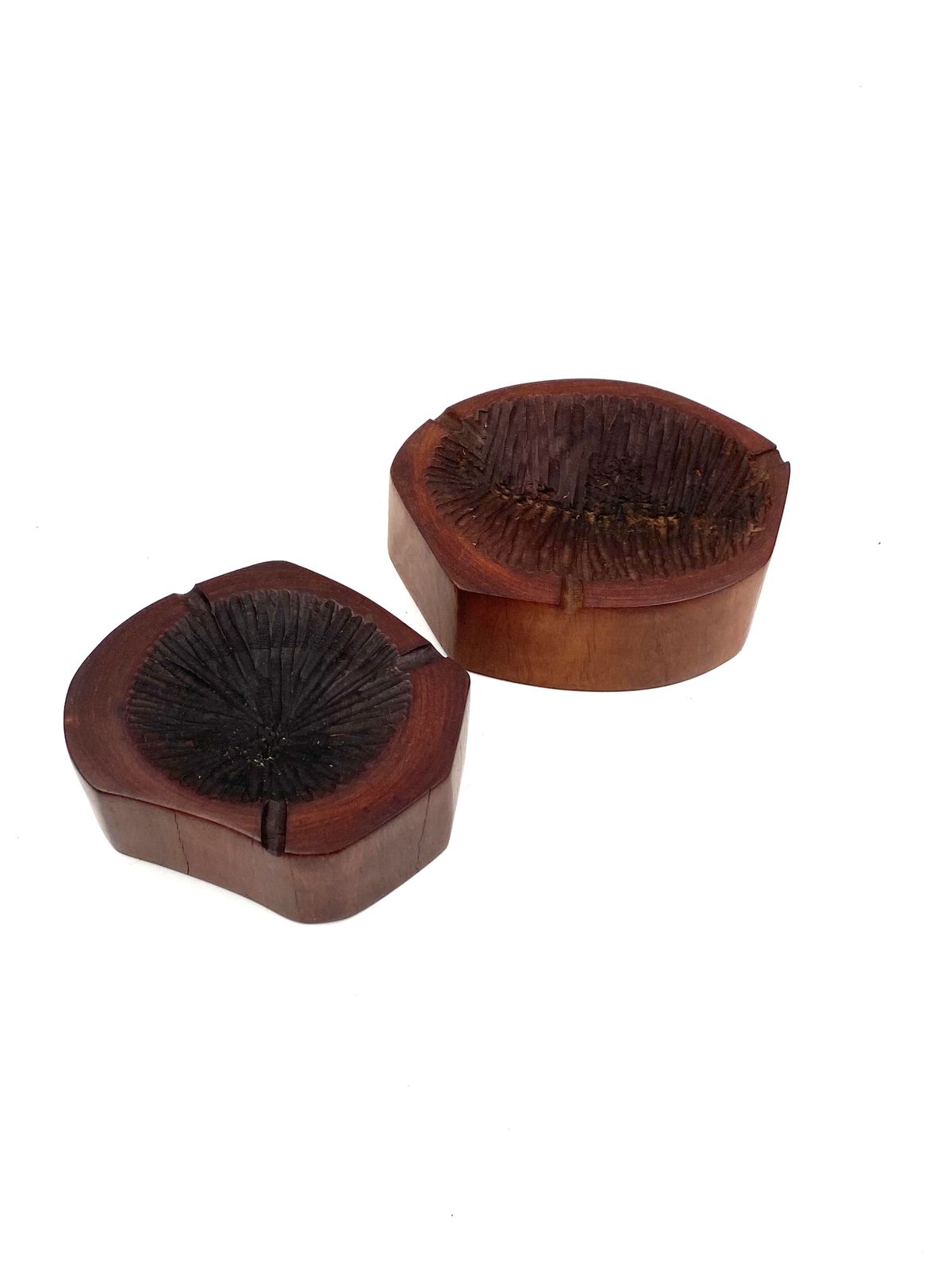 Home Decor Organic Modern Set Of 2 Wood Ashtrays, France 1970s photo