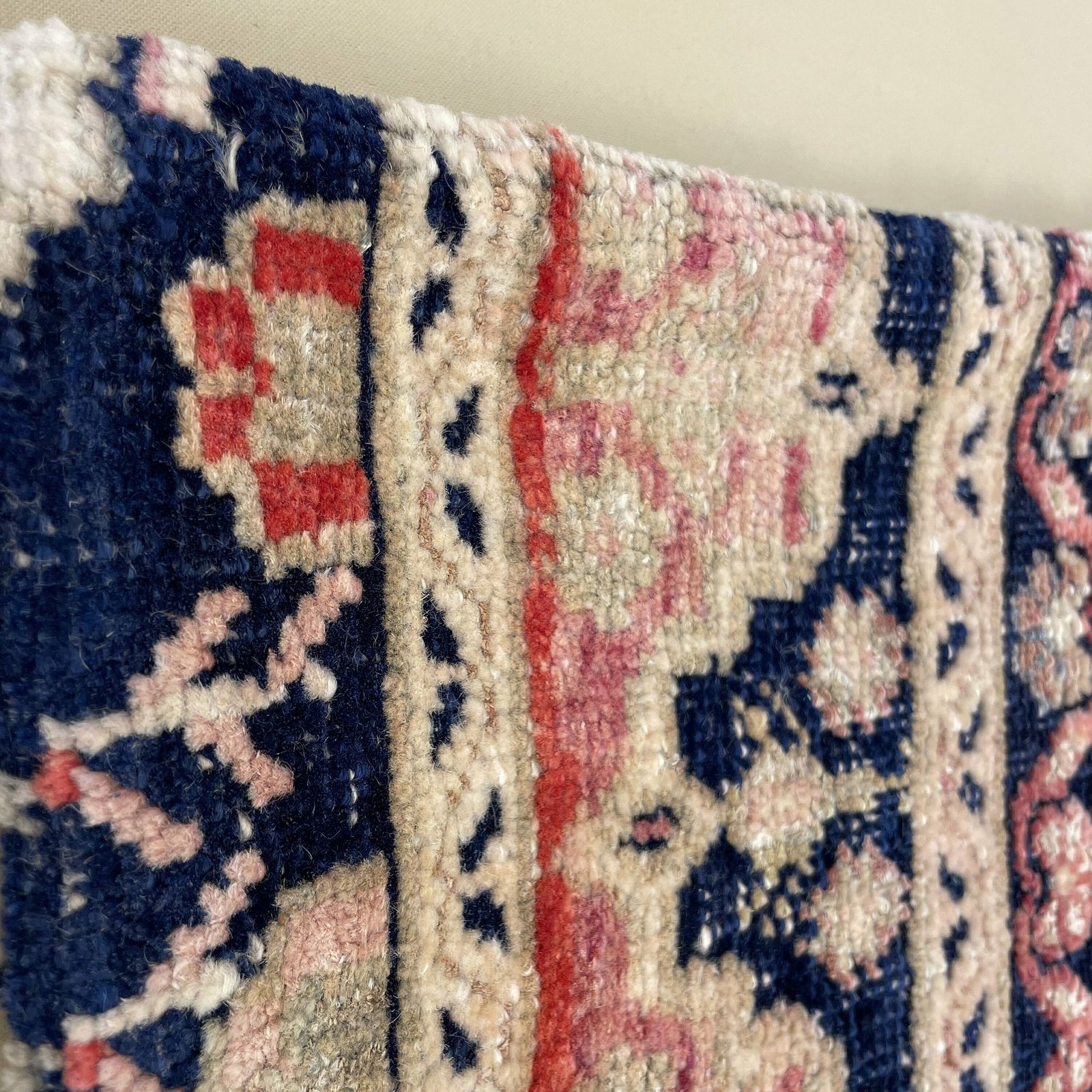 Antique Kilim Cushion Pillow Feather Filled Handwoven Beige Pink Blue photo Textiles