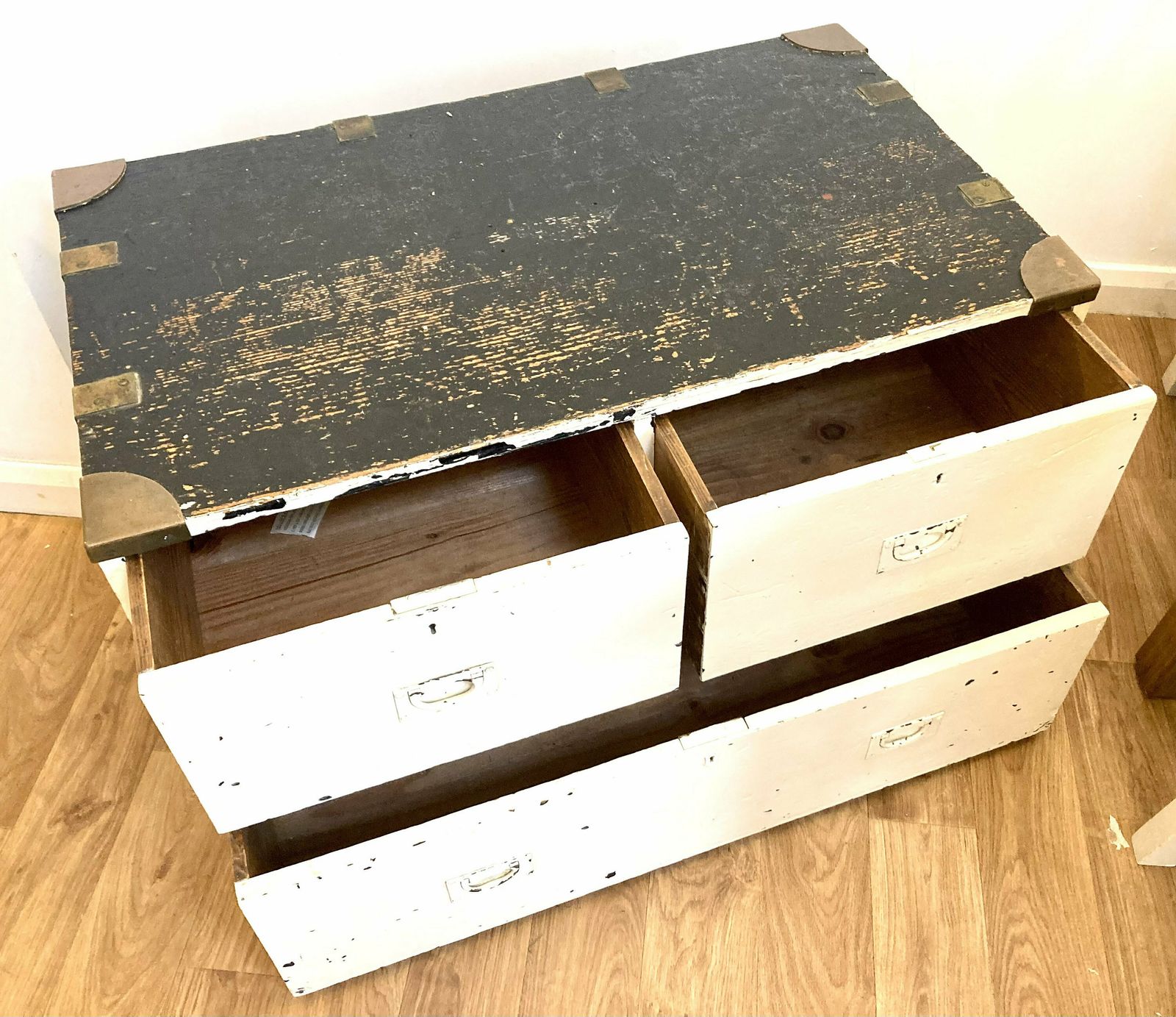 Victorian Campaign Large Wooden Chest Trunk Storage Industrial Metal Coffee Table Box Antique Kitchen Retro Vintage Cabinet Military photo Furniture