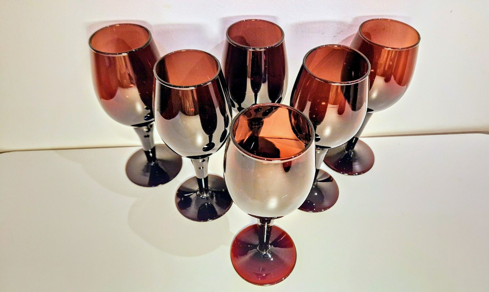 Set Of Six Amethyst Stemmed Small Wine Glasses photo Home Decor