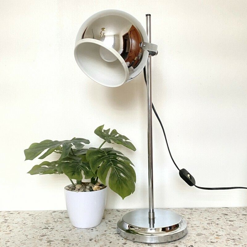 Goffredo Reggiani Chrome Eyeball Bureaulamp – Space Age, Jaren 1960