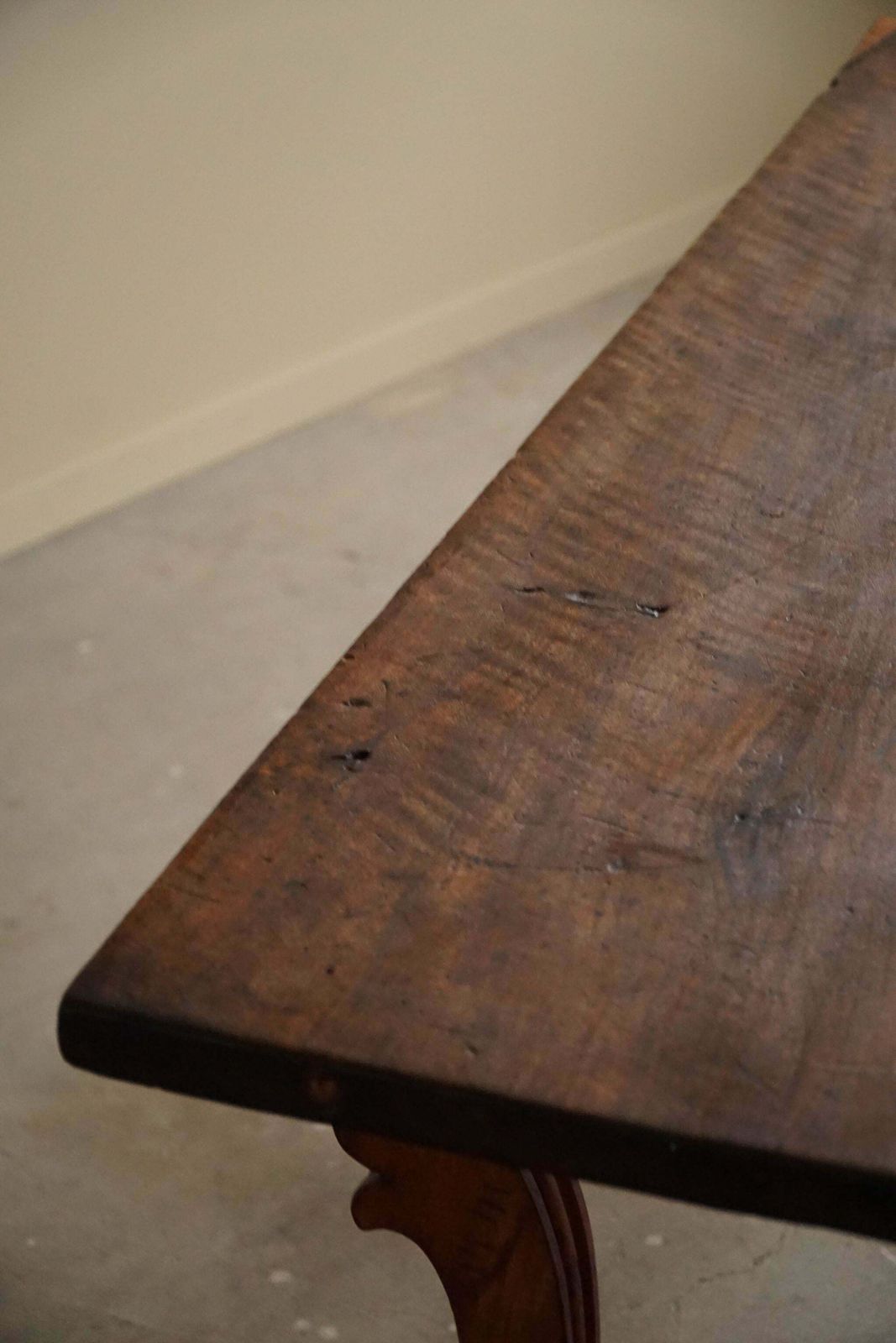 Antique Spanish Brutalist Table In Solid Oak & Wrought Iron, 19th Century photo vintage