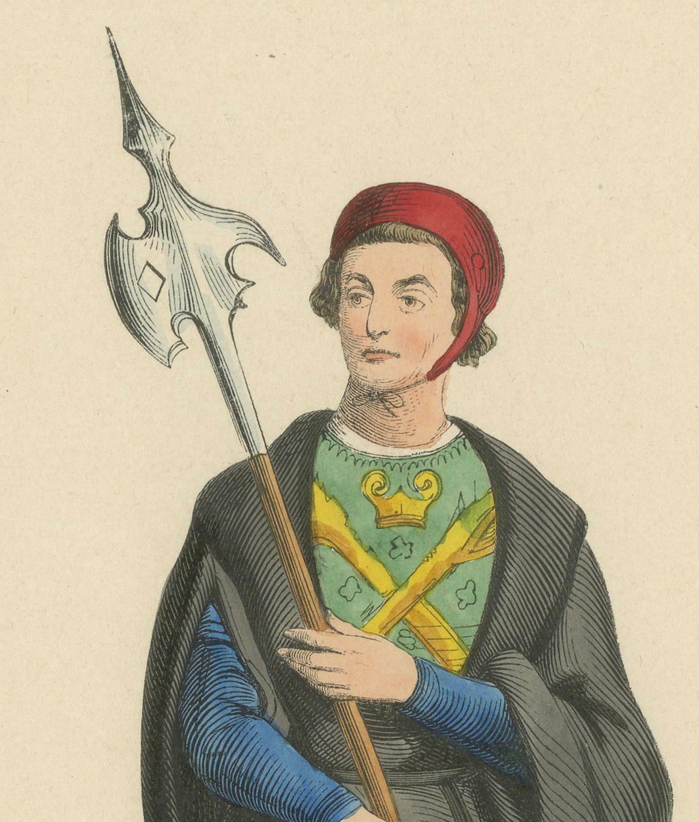 Guardian Of The Realm: A Halberdier Of Charles The Bold, Lithograph Of 1847 photo for sale