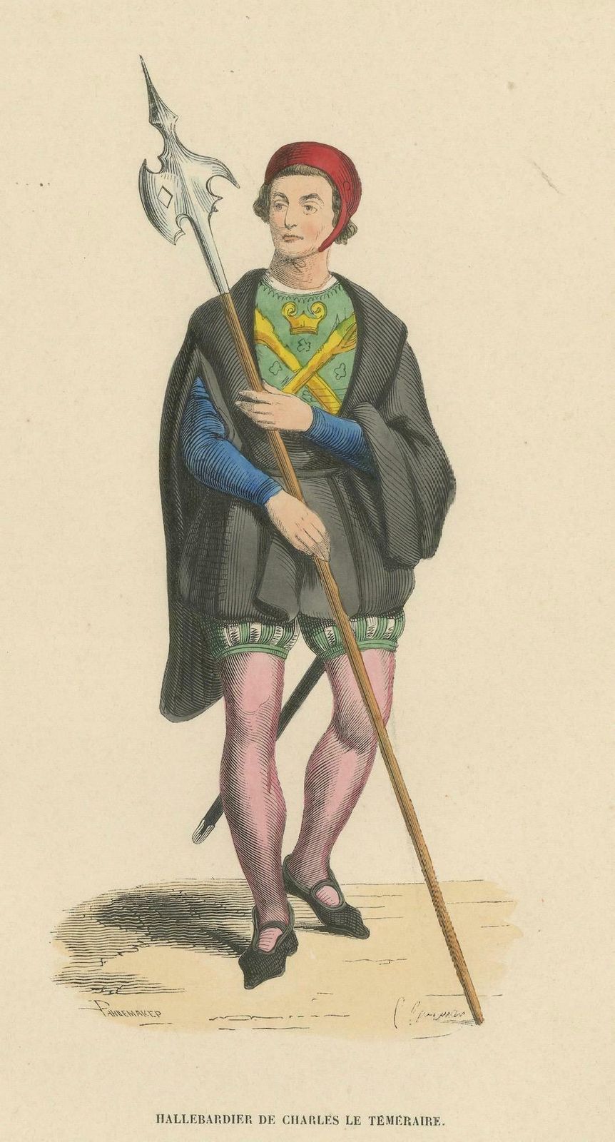 Guardian Of The Realm: A Halberdier Of Charles The Bold, Lithograph Of 1847 photo Art