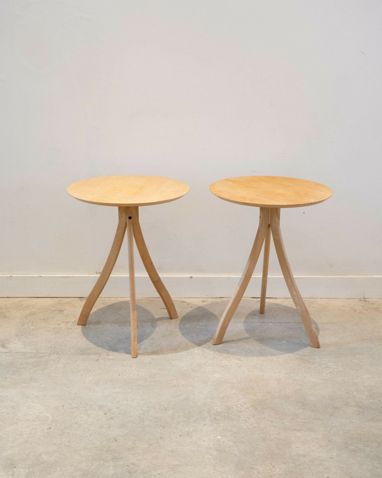 Beech Tripod Wine (Or Side) Tables By  F B J Mobler Denmark.