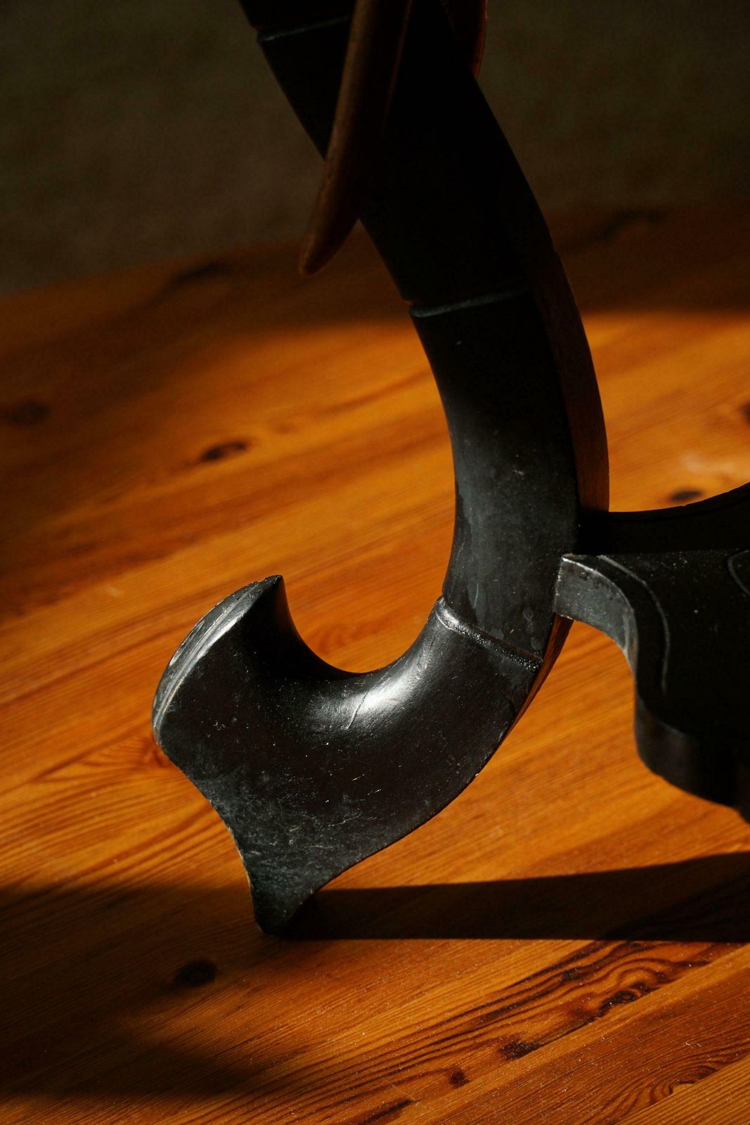 Ebonized Hardwood Side Table With 3 Elephant Head Legs, East Indian, 1920s photo vintage