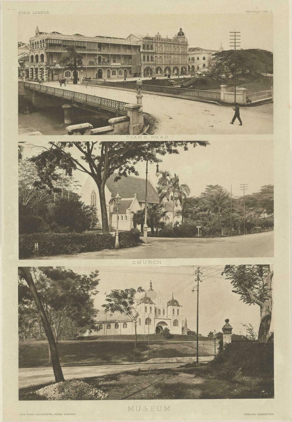 Three Rare Heliogravures On One Leaf Of Kuala Lumpur, Malaysia In 1907 photo for sale