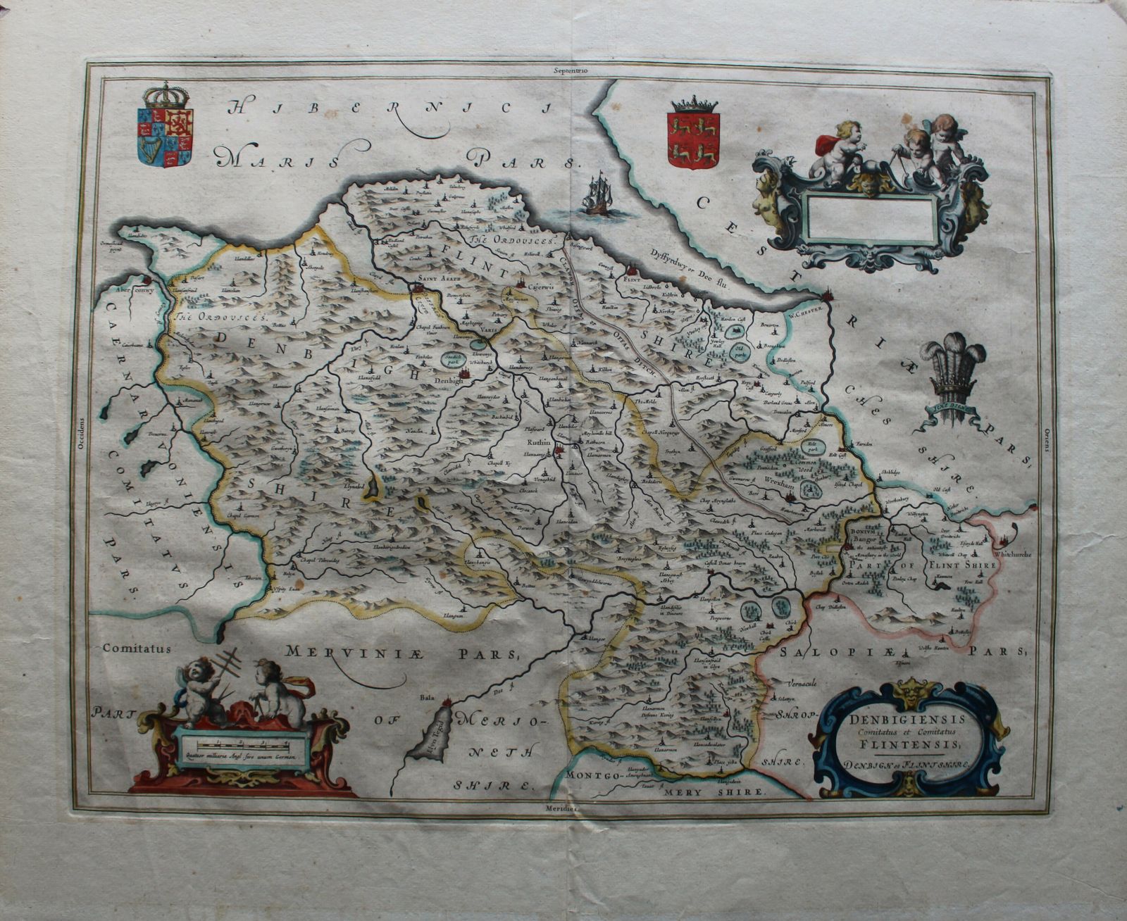 photo furniture Denbigiensis Comitatus Et Comitatus Flintensis   Denbigh Et Flintshire 1646 Map Of The Welsh Counties Of Denbigh & Flintshire By Johannes Blaeu