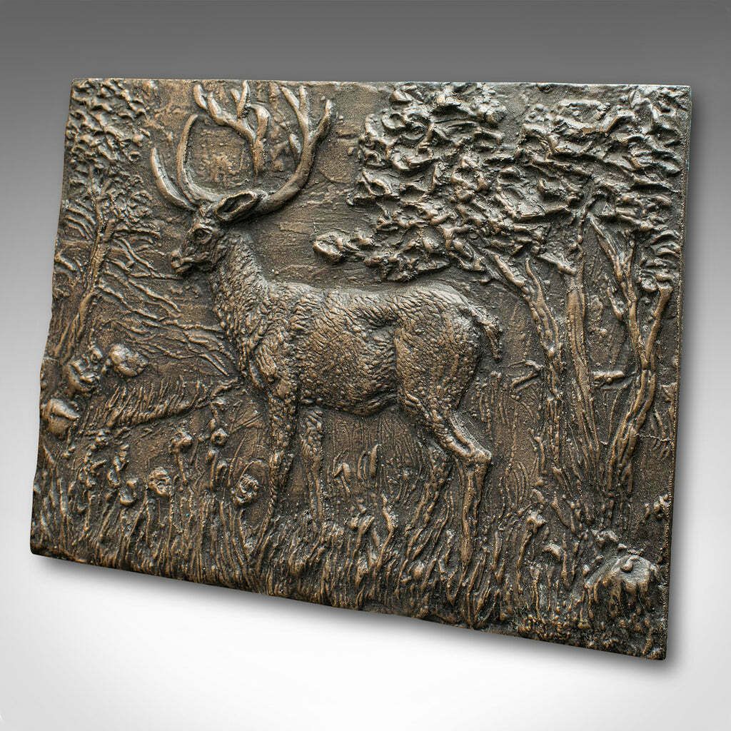 Vintage Stag Relief Plaque, English, Bronze, Decorative Plate, Country House photo for sale