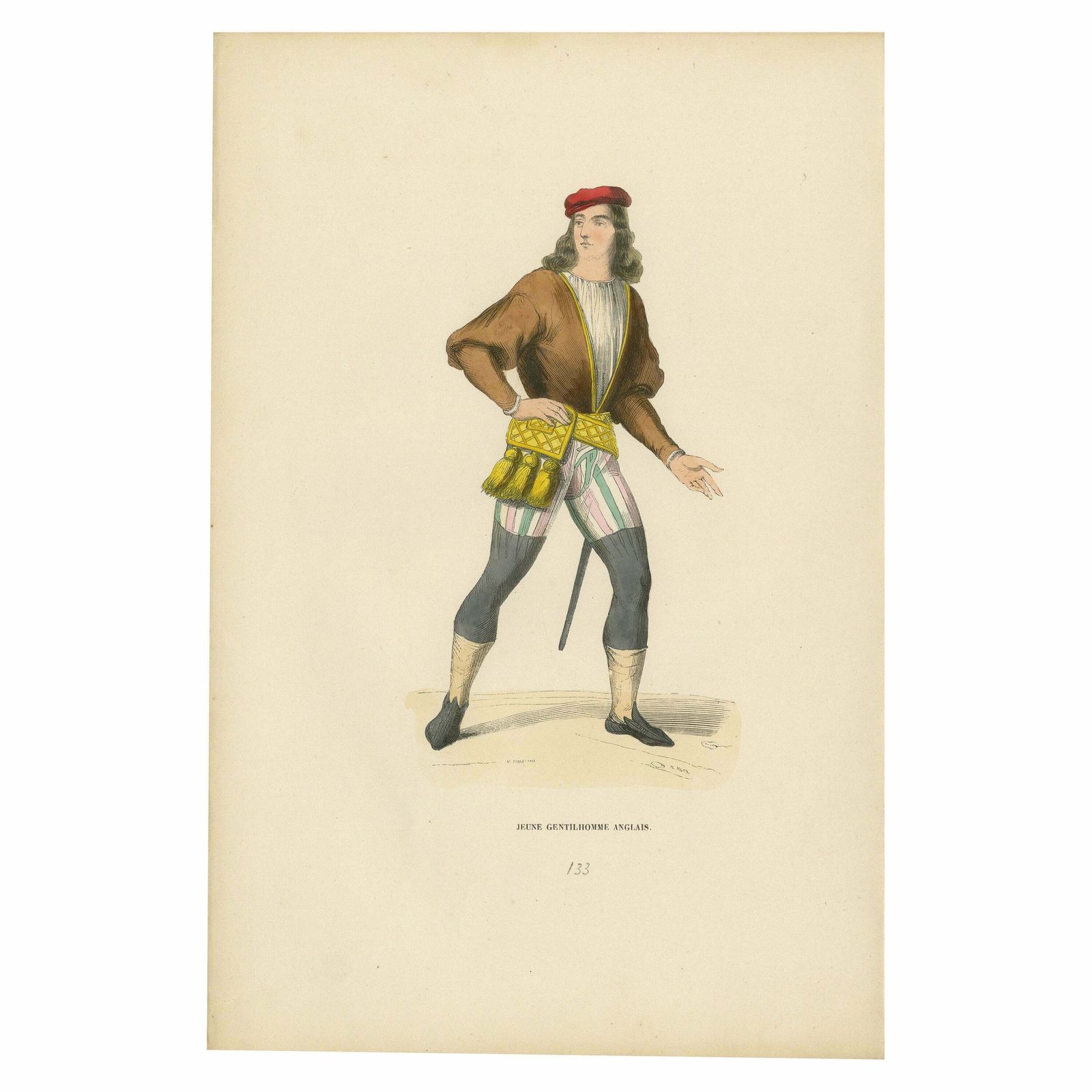 Stylish Swagger: A Young English Gentleman In The Middle Ages, Published In 1847