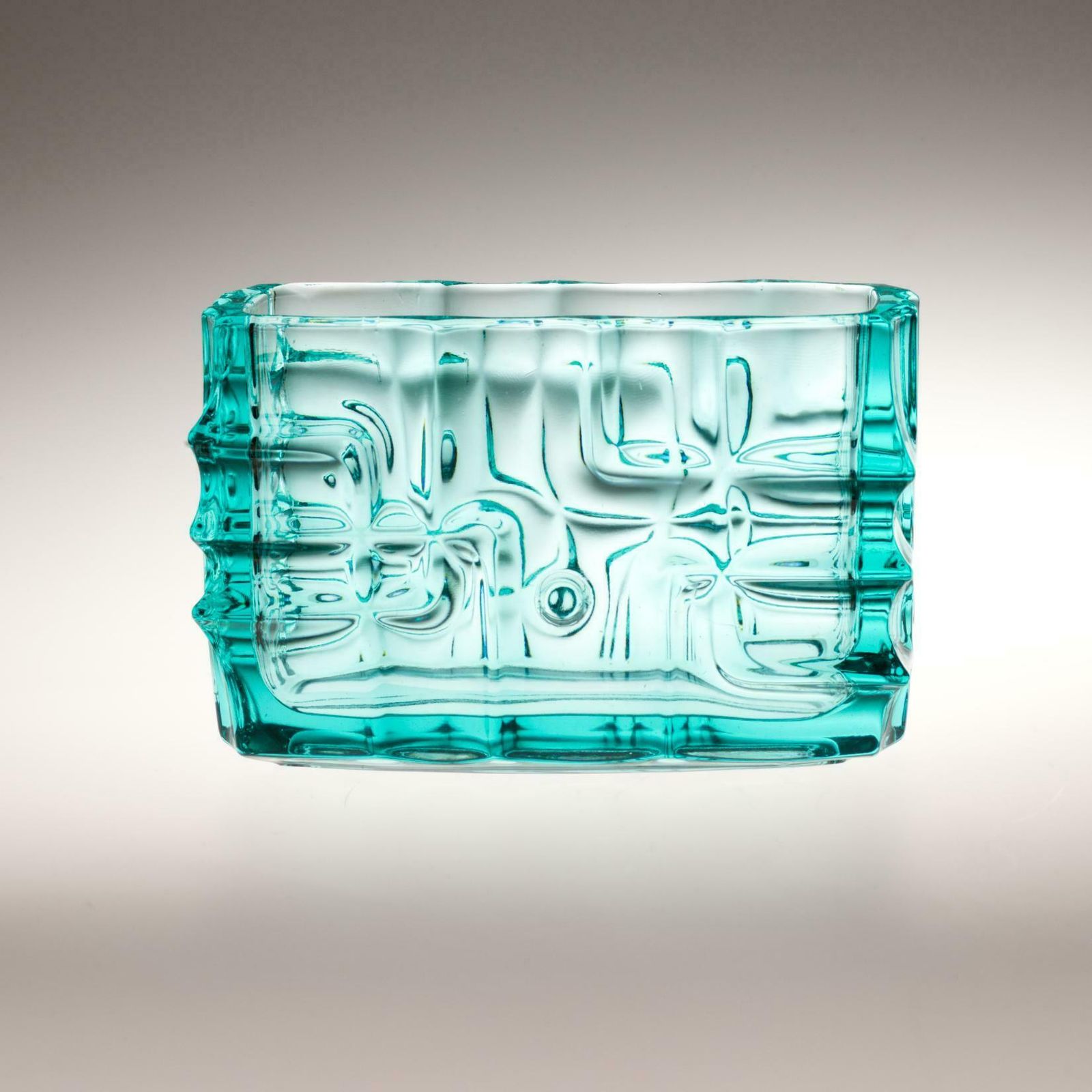 Blue Vladislav Urban Glass Jardeniere For Sklo Union Rosice, Czechoslovakia 1968 photo Home Decor