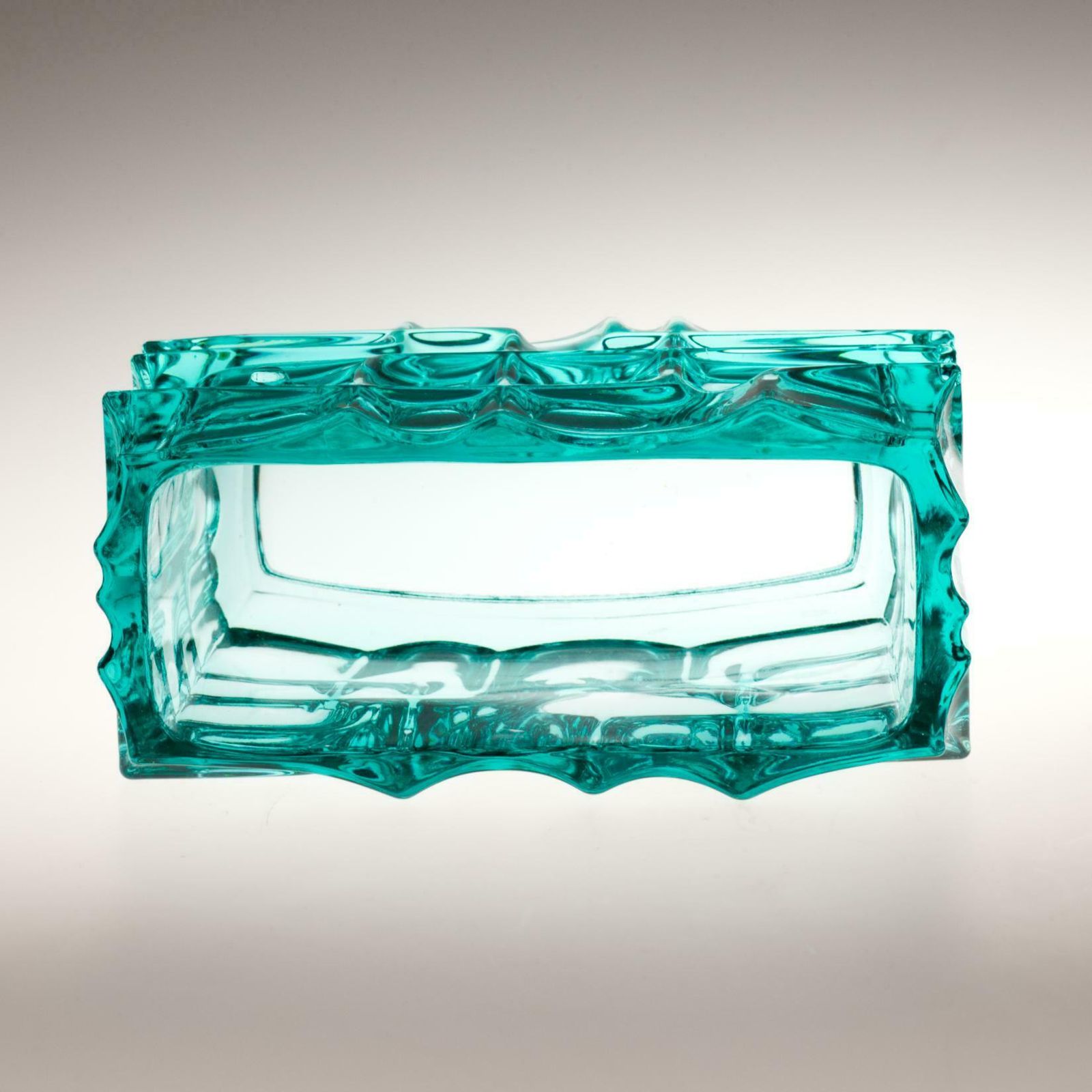 Blue Vladislav Urban Glass Jardeniere For Sklo Union Rosice, Czechoslovakia 1968 photo vinterior