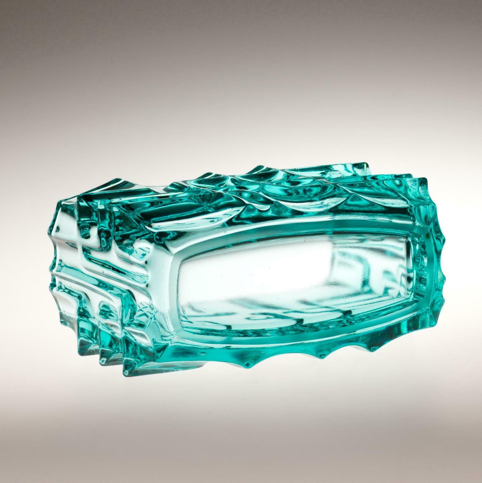 Blue Vladislav Urban Glass Jardeniere For Sklo Union Rosice, Czechoslovakia 1968 photo buy