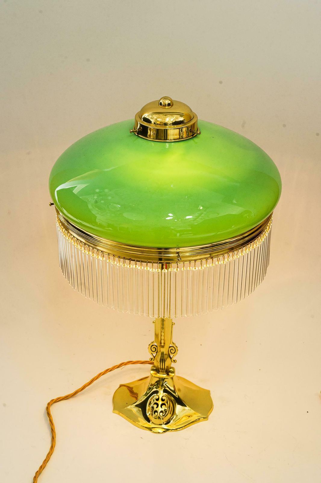 Jugendstil Table Lamp With Opal Glass Shade And Glass Sticks Vienna Around 1910s photo vintage