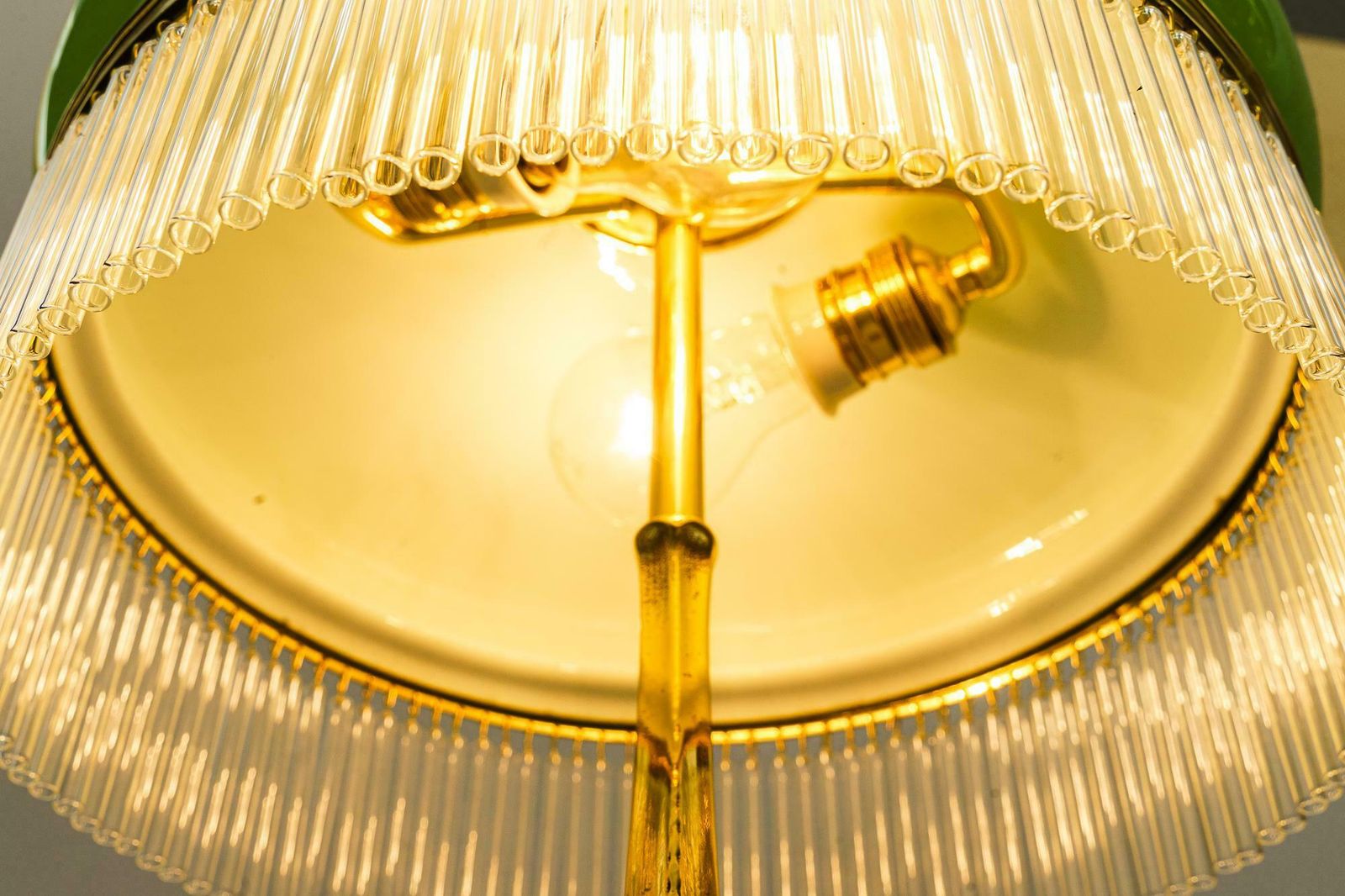 Lighting Jugendstil Table Lamp With Opal Glass Shade And Glass Sticks Vienna Around 1910s photo