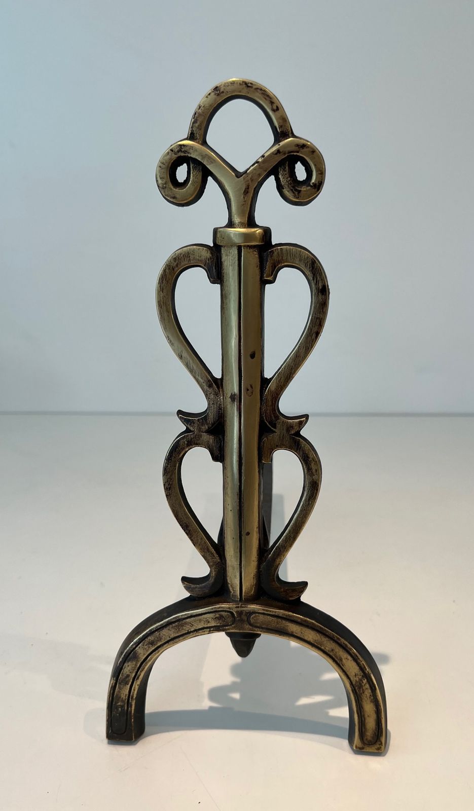 Pair Of Chenets In Brass And Wrought Iron In The Taste Of Raymond Subes photo Home Decor