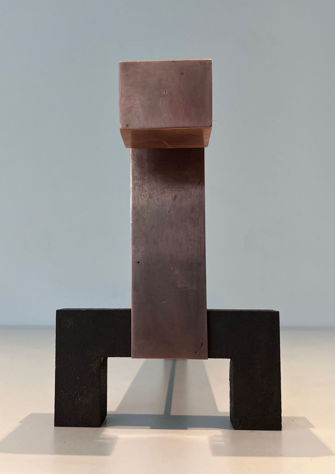 photo furniture Pair Of Modernist Chenets In Copper And Forged Iron