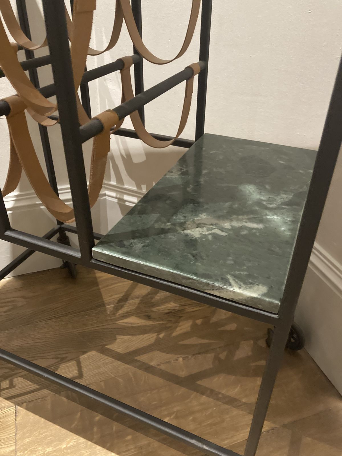 Vintage Green Marble Topped Wine Trolley photo for sale