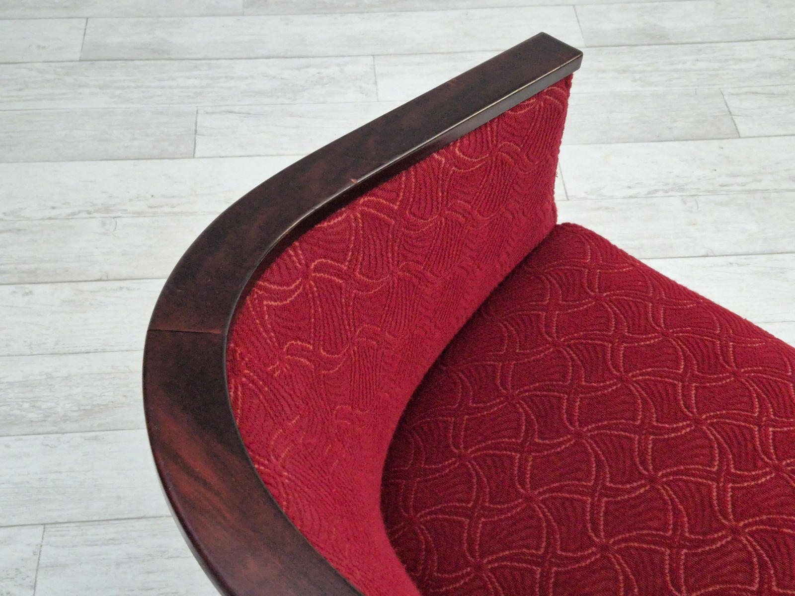 photo vinterior 1950s, Danish 2 Seater Sofa, Original Very Good Condition, Ash Wood.