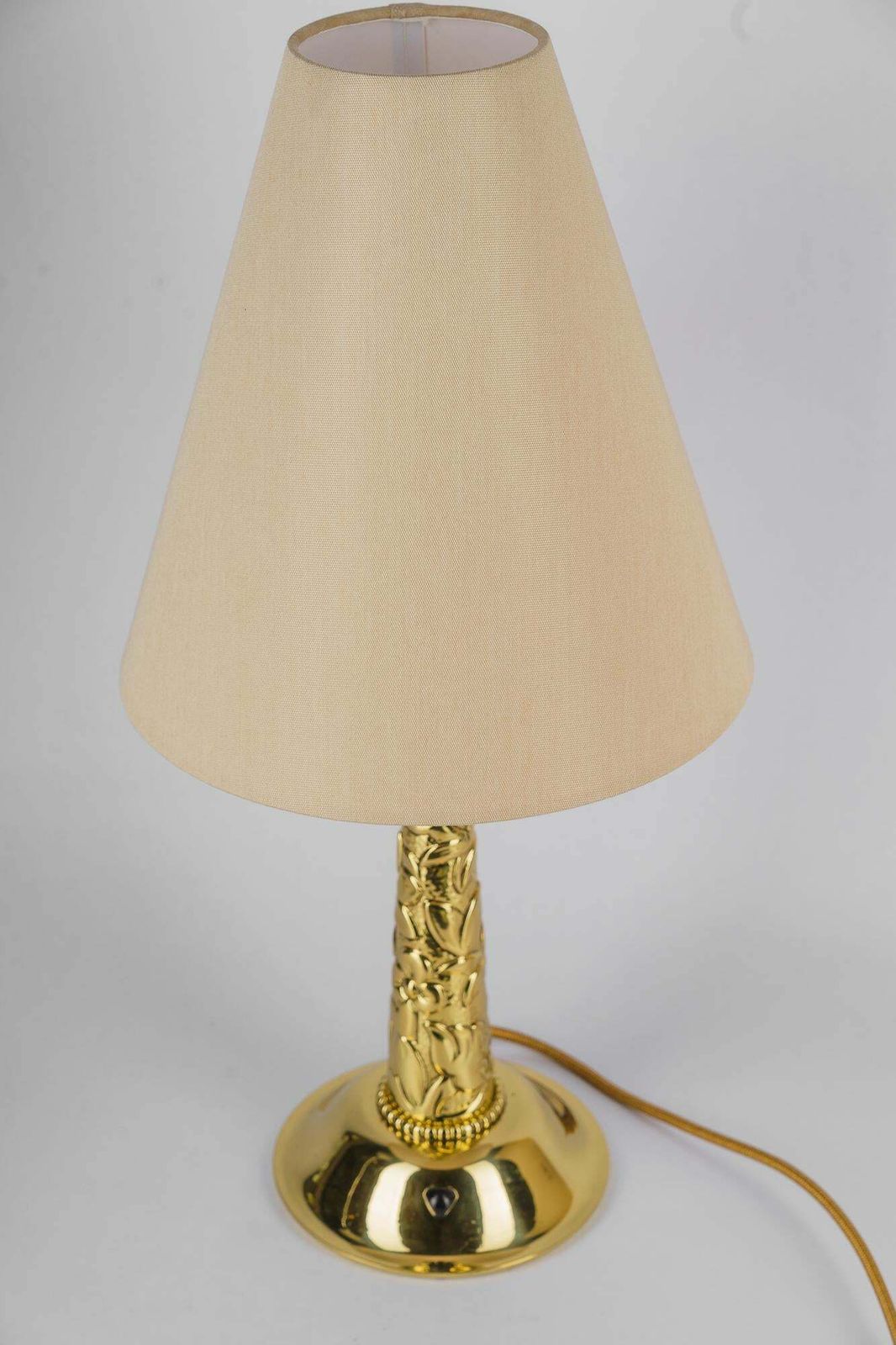 photo furniture Big Art Deco Table Lamp With Fabric Shade Around 1920s