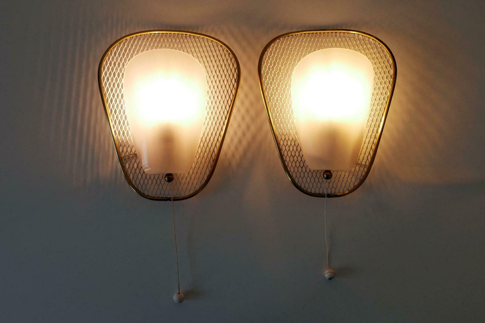 Set Of Two Rare & Elegant Mid Century Modern Sconces Or Wall Lamps Germany 1950s photo furniture