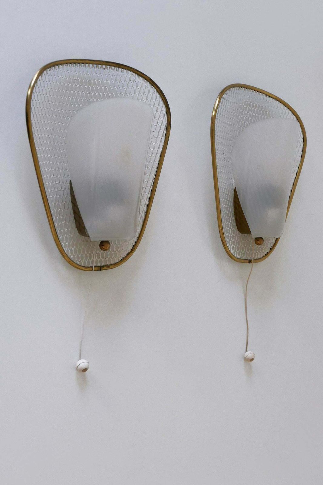 2442.0 Set Of Two Rare & Elegant Mid Century Modern Sconces Or Wall Lamps Germany 1950s photo