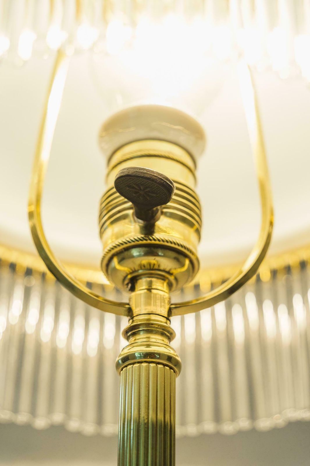 Art Deco Table Lamp Vienna Around 1920s With Opal Glass Shade And Glass Sticks photo buy