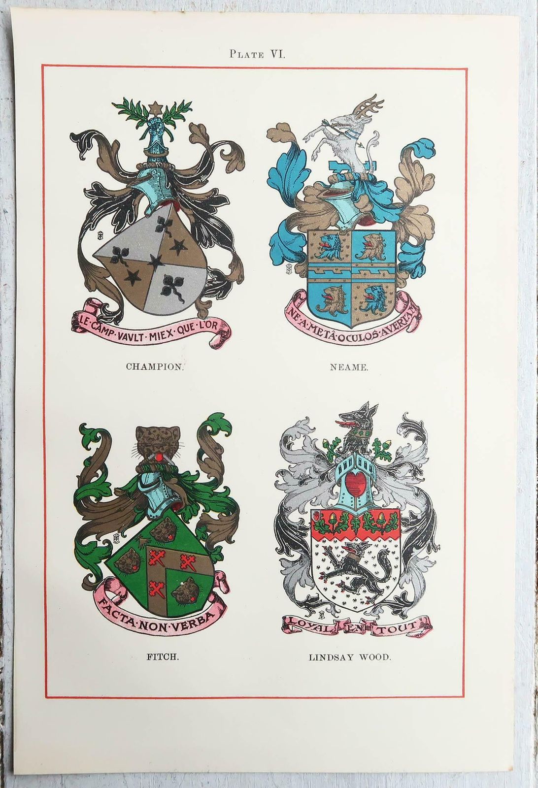 Set Of 12 Antique Prints Of English Family Coats Of Arms. C.1900 photo buy