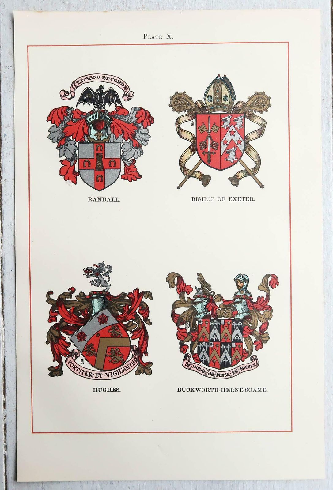 Art Set Of 12 Antique Prints Of English Family Coats Of Arms. C.1900 photo