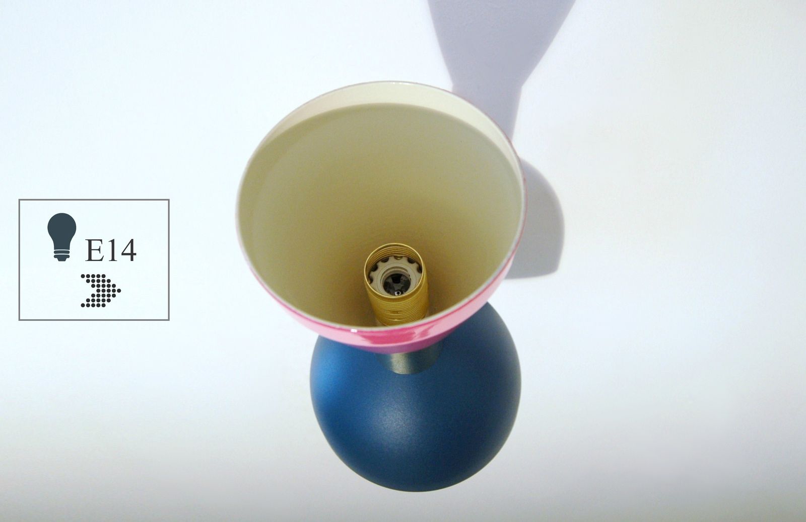 Pair Of Wall Lamp Metal And Brass, Pink / Blue Opaque   Style '50 photo Lighting