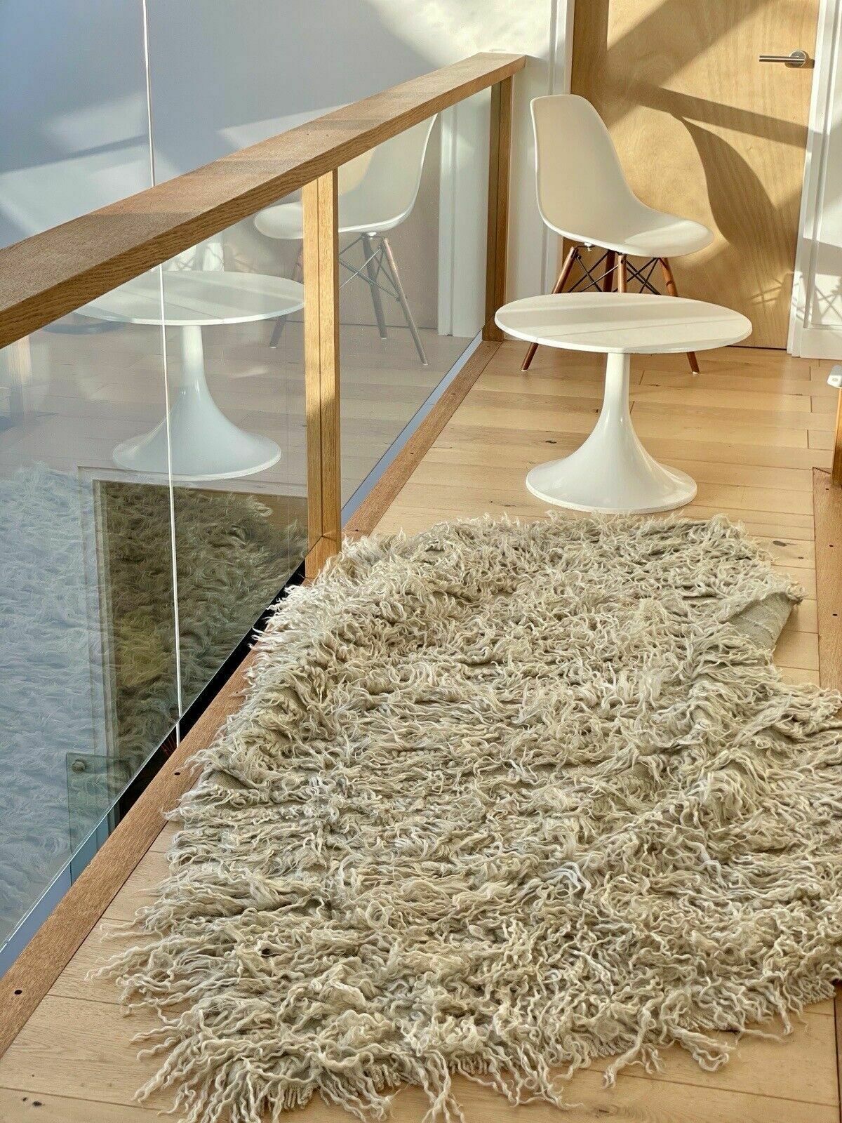 Vintage Cream Tulu Rug From Central Anatolia Turkey. 185cm X 125cm