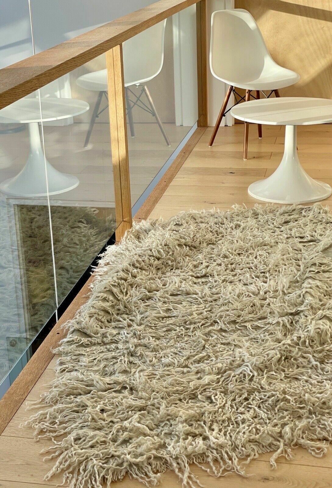 Vintage Cream Tulu Rug From Central Anatolia Turkey. 185cm X 125cm photo furniture